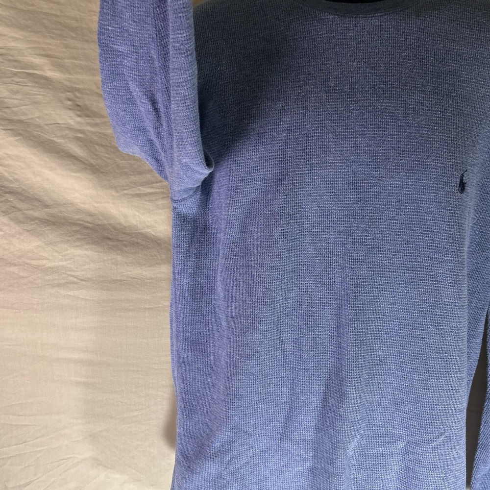 Polo Ralph Lauren Waffle Knit Thermal Shirt Men's Sz L Blue Cotton Pony Logo - Picture 8 of 12